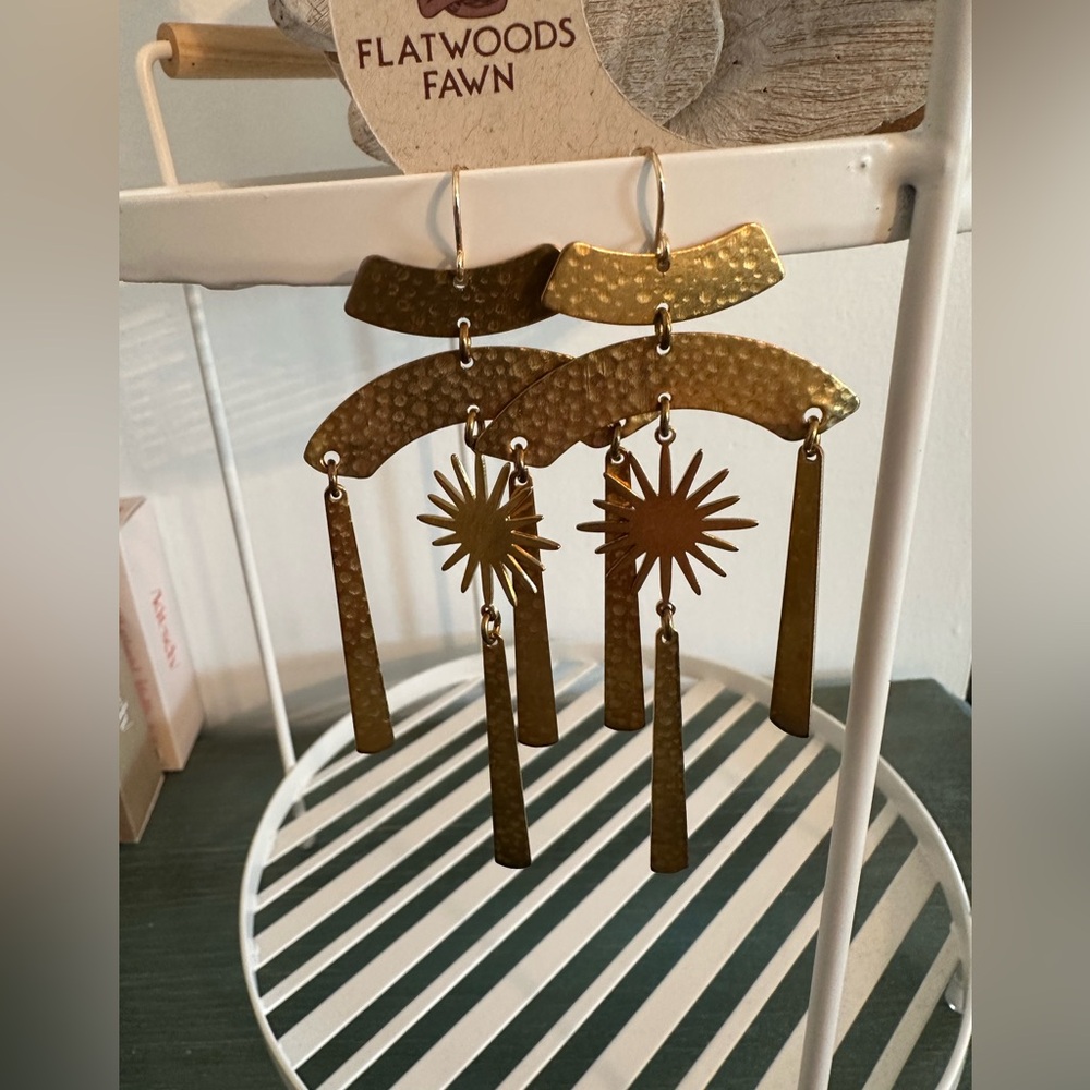 Flatwood Fawn Boho Elegant Gold Dangle Earrings